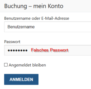 Anmeldung Buchungssystem